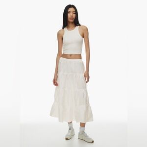 Aritzia White Midi Tiered Skirt size small